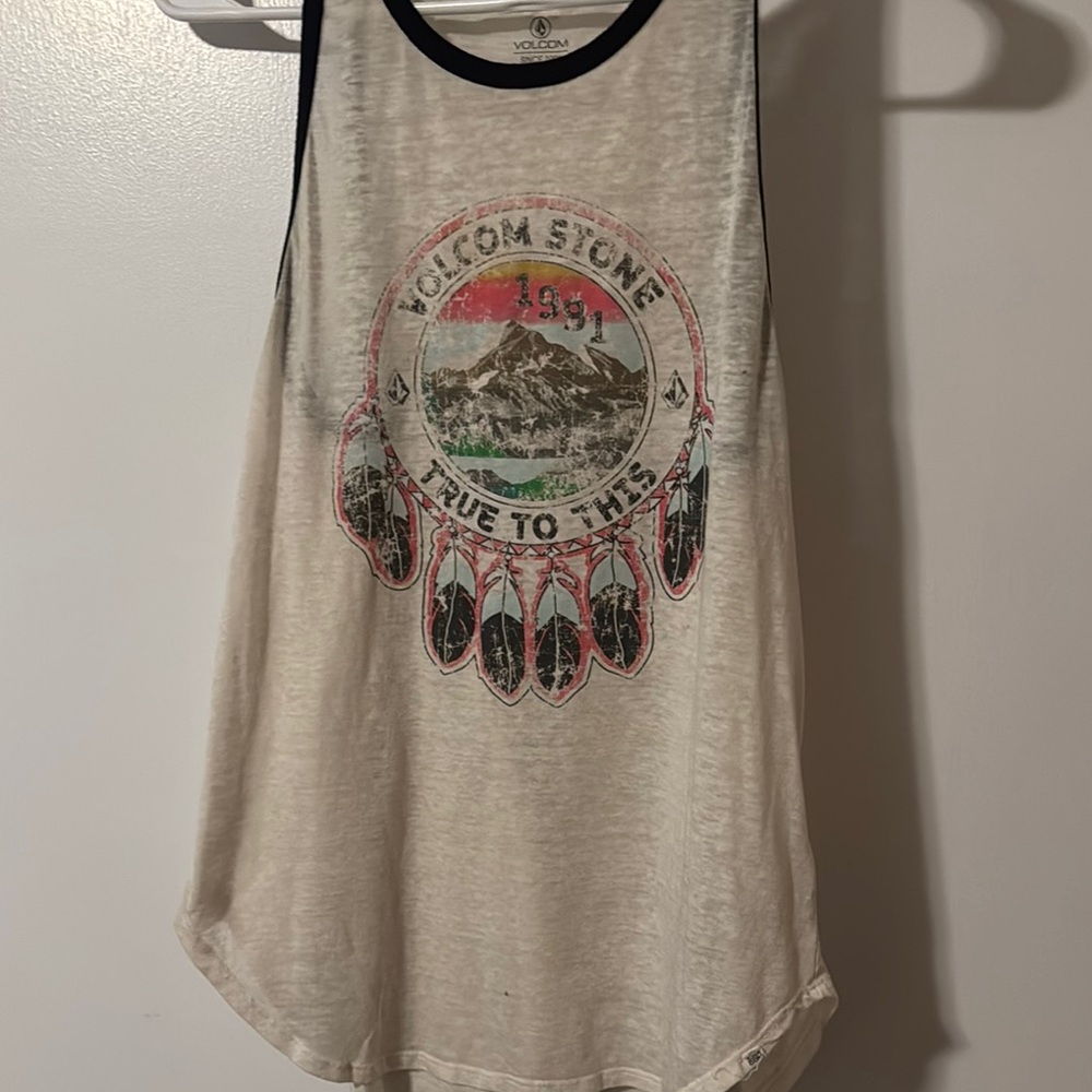 3/$20 Volcom Cream Sleeveless Graphic Muscle Tee